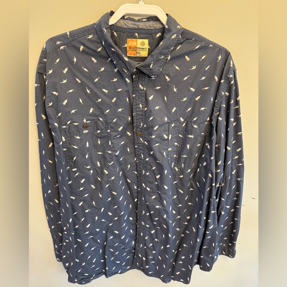 Fishing Lure Button Up 2XL